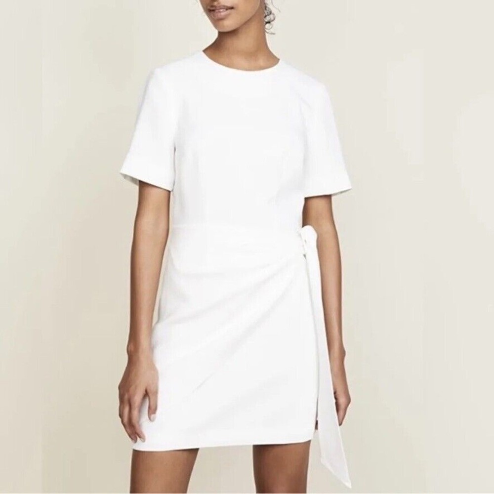 Cinq A Sept Bia Sheath Dress Size 00 Ivory Drape Tie Mini Wedding Party Glam NWT